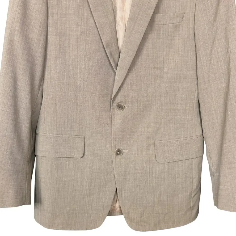 John Varvatos USA Tailored Brown Bedford Wool Blend Blazer 36S Office Work